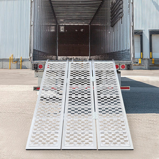 Aluminum Tri Fold Ramp with Treads, Extra Wide Loading Ramps 1500lb Capacity Heavy Duty Trailer Ramps for Motorcycles ATV/Utv