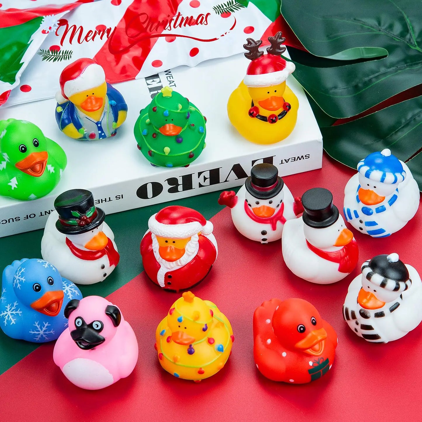 2/6/12 Christmas Rubber Ducks 2.16" Funny Rubber Ducks Christmas Eve Thanksgiving Day Assortment Duckies Toys for Jeep Ducking