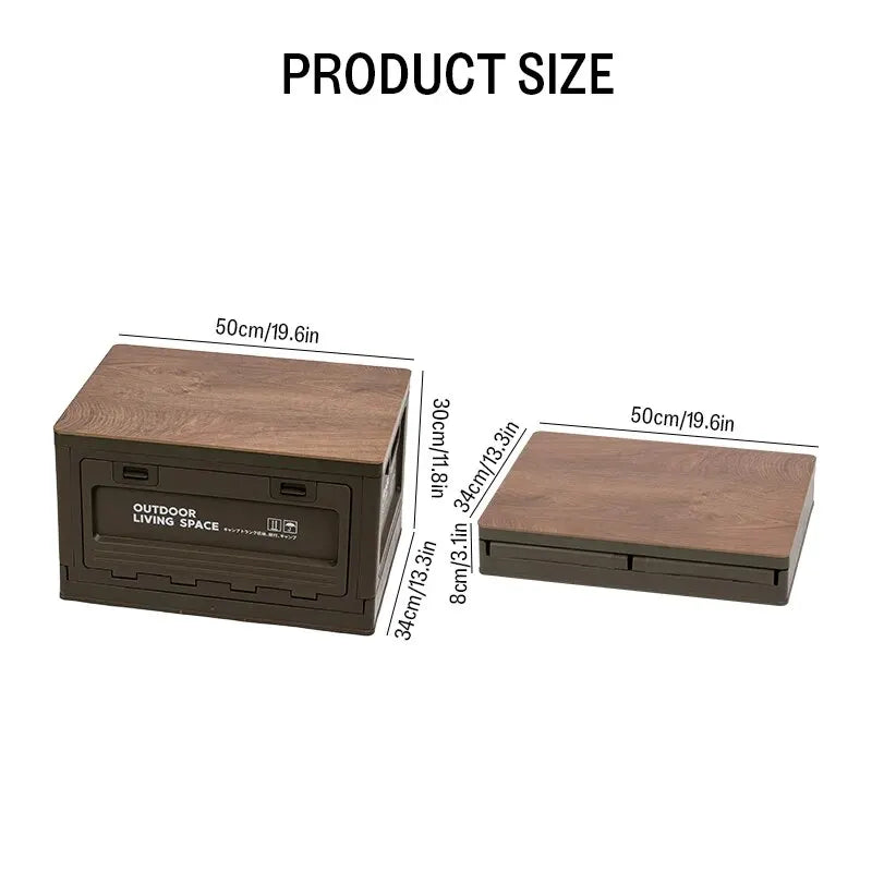 Outdoor Storage Box Camping Folding Box Camping Organizer Car Trunk Wooden Lid Industrial Air Storage Box