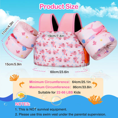 MoKo Toddler Swim Vest for Kids Swim Arm Floaties 30-60 lbs Boys and Girls Cartoon Swimming Water Wings Pool Float Vests Sleeves