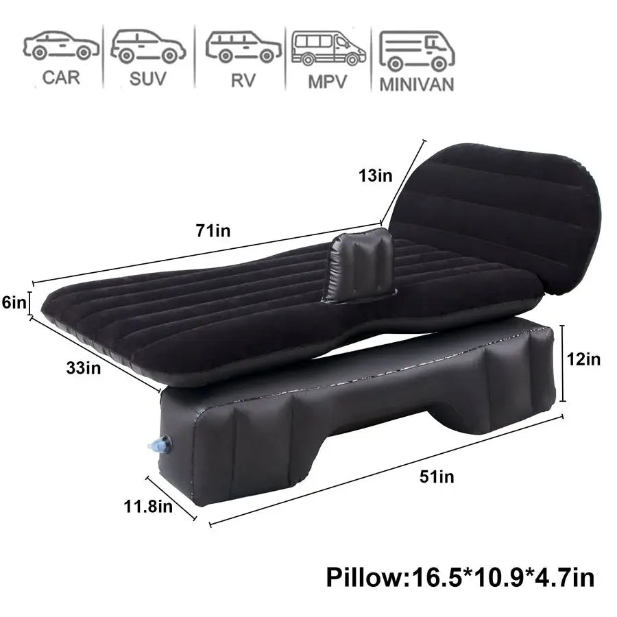 Air Mattress Back Seat Car Camping Bed, SUV Inflatable Bed with Pump and Pillows