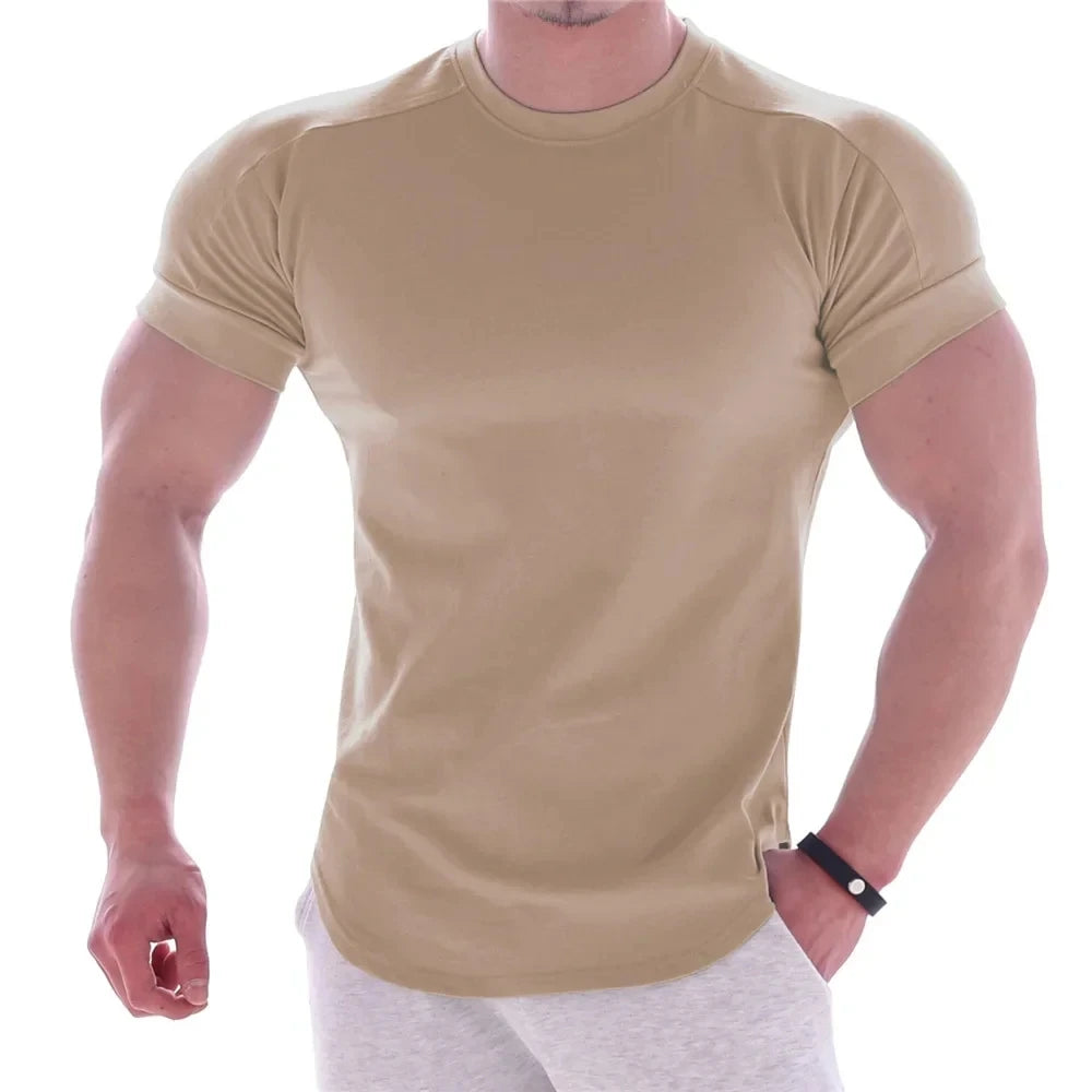 Quick-drying Tights Men's Sports T-shirt Summer Running Round Neck Basketball Training Clothes Stretch Short Sleeves T-shirt men
