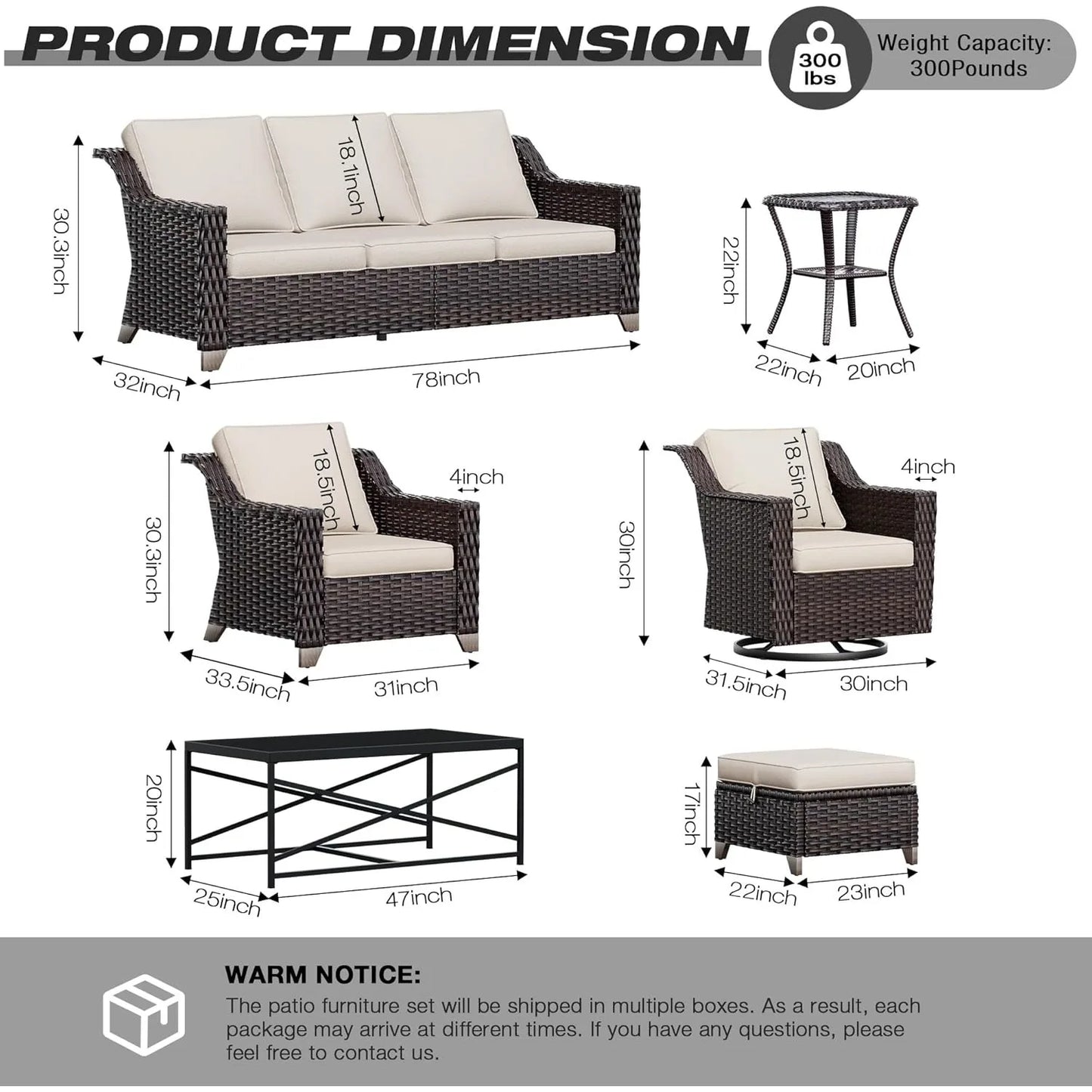 Wicker Patio Chairs Set of 2, Outdoor Rattan Furniture with Wide Armrest and Thick Cushions, Upgraded Large Size, Customized