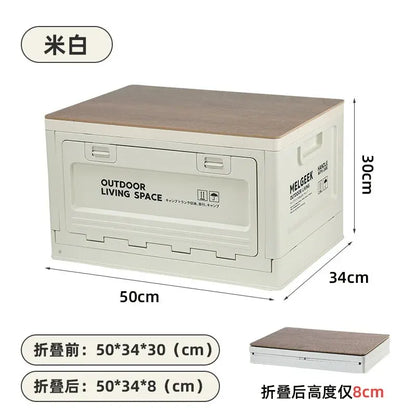 Outdoor Storage Box Camping Folding Box Camping Organizer Car Trunk Wooden Lid Industrial Air Storage Box
