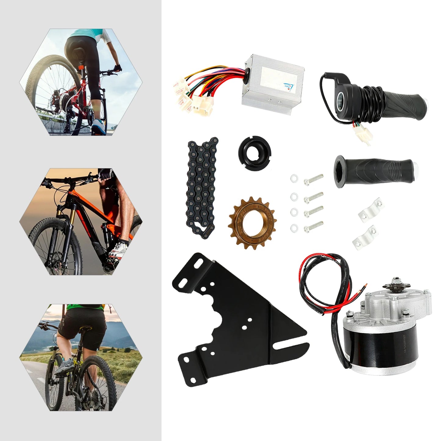 24V 250W Gear Reduction Electric Motor with 9 Tooth Sprocket Brushed DC Motors Reductor for E‑bike Bicycle Conversion Kit