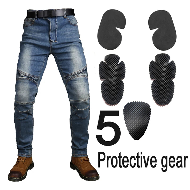 Motorcycle Rider Pants Cycling Pants Racing Jeans With 5 Anti-Fall Protective Gear Moto Motocross Trousers CE Level 1/2 Armor