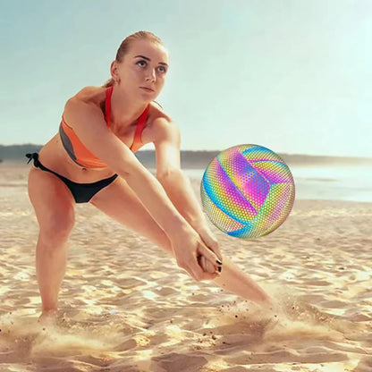 Size 5 Beach Volleyball Reflective Volleyball Glow-in-the-Dark Volleyball Rainbow Color Sports Ball