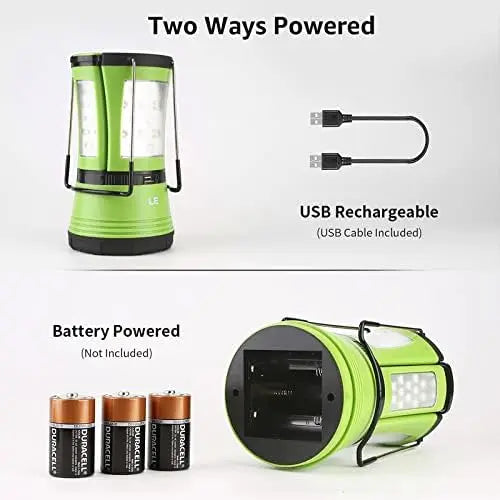 Rechargeable LED Camping Lantern, 600LM with Detachable Flashlight, USB & Car Charger Included for Emergency and Outdoor Use