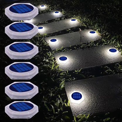 6 Pack Solar Driveway Lights Outdoor IP68 Waterproof Blue Deck Step Lights Solar Stair Lights Stick on Dock Garage Pool Fence
