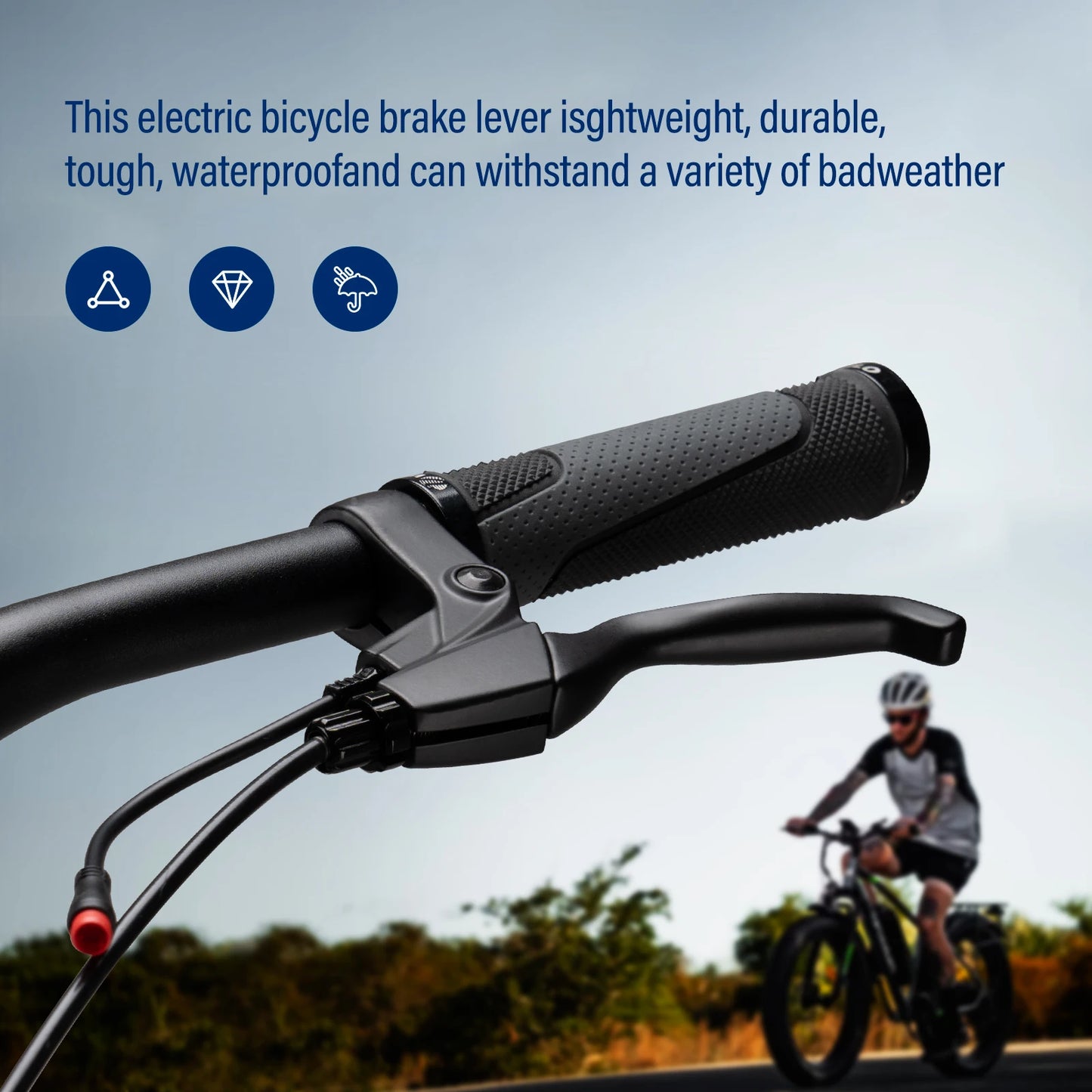 2 Pin Brake Levers for Electric Bicycle Brake Lever Handle Bar Grips 2 Wires Left & Right E-Bike Replacement Parts