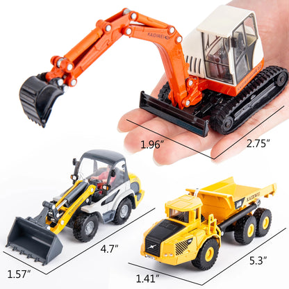 Heavy Duty Construction Site Playset, Metal Dump Truck, Excavator Digger Backhoe,Tractor Bulldozer Diecast Vehicle, Outdoor Sand