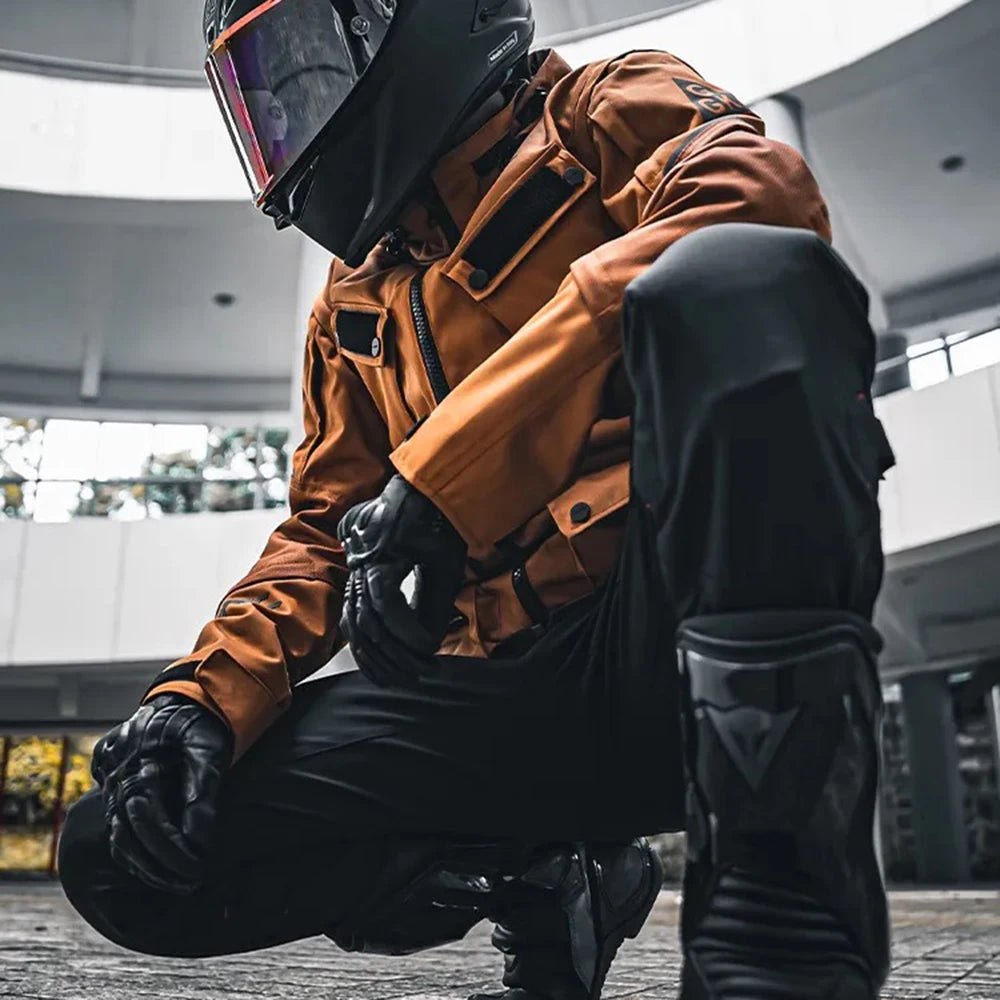 Browm Motorcycle Jacket Waterproof Motocross Armor Protector Moto Racing Jacket Motocross Chaqueta Fall Prevention Riding Cloth
