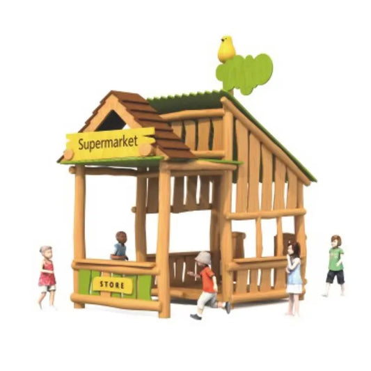 Indoor Outdoor Custom Wooden Play House for Kindergarten Daycare Outdoor Play Area, Children Wooden Playhouse