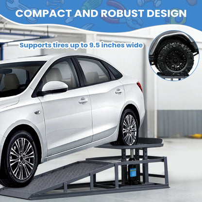2 PCS Hydraulic Car Ramps Adjust Heights 9.8-15in Truck Wheel Ramps 5T/11000LBS Capacity for Home Garage Maintenance Oil Changes