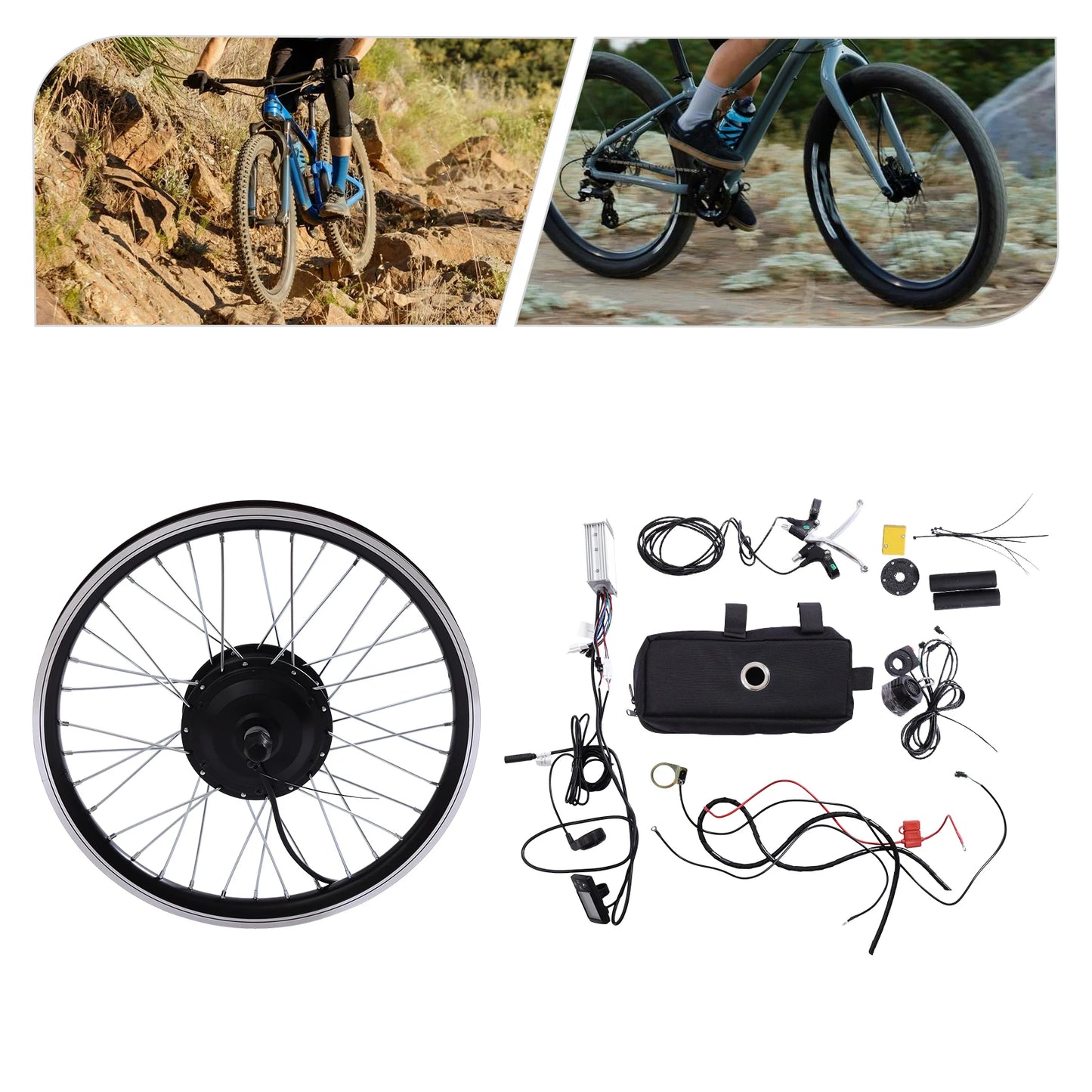 20Inch Electric Bicycle Kit 36V 350W W/ LCD Display Front Wheel Electric Bicycle Motor Hub Conversion Kit W/ Pedal Assist Sensor