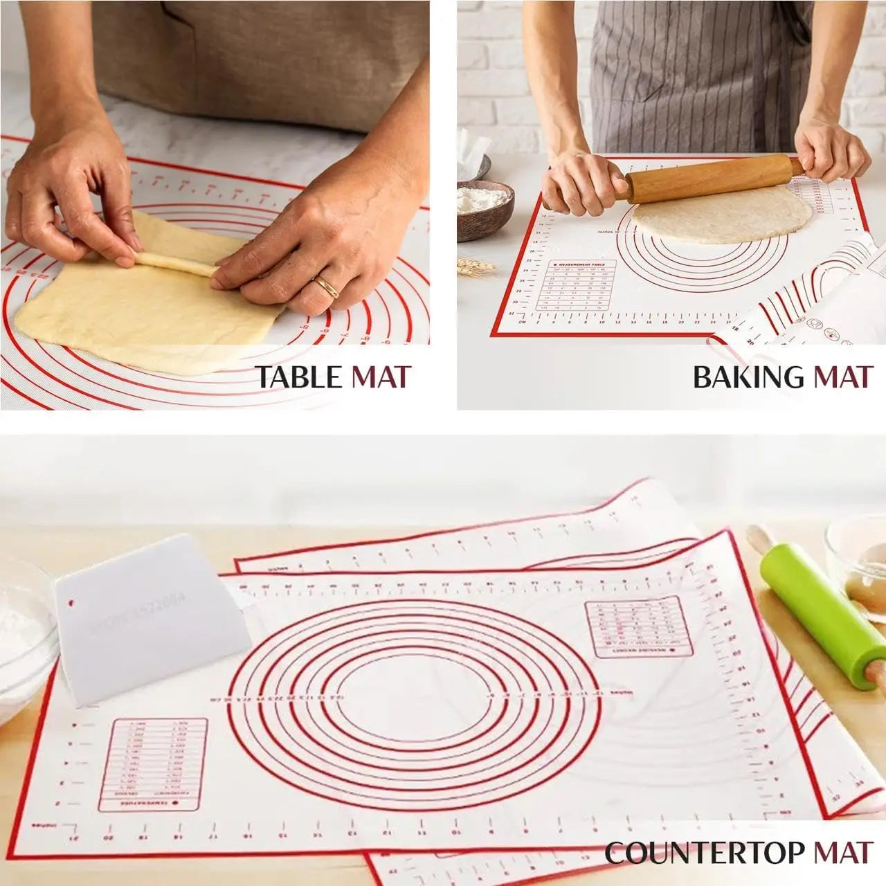 BUYYES 1PCS Silicone Baking Mat Kneading Pad Dough Mat Pizza Cake Dough Maker Kitchen Cooking Grill Non-Stick Gadgets Bakeware