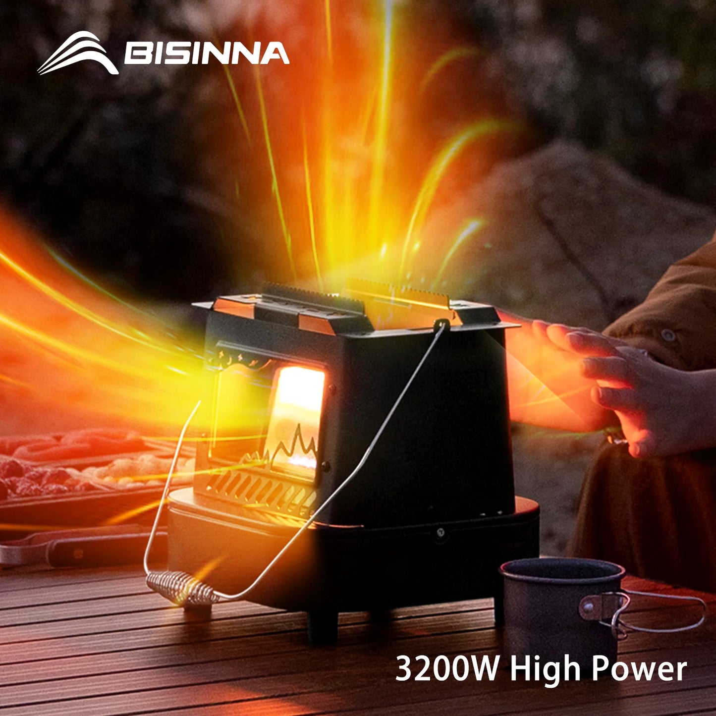 BISINNA Outdoor Heating Stove Portable Lightweight Retro Gas Stove Multi-functional Camping Heater for Hiking Picnic Fishing