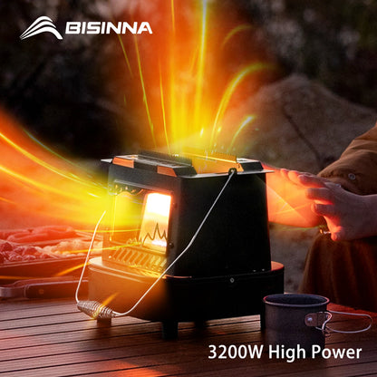 BISINNA Outdoor Heating Stove Portable Lightweight Retro Gas Stove Multi-functional Camping Heater for Hiking Picnic Fishing