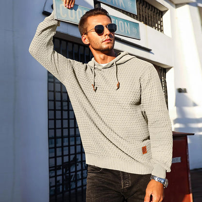 Men's Sweatshirt Spring Casual Hoodies Sweater Stylish Solid Black Long Sleeve Ribbed Knit Drawstring Tops US Size