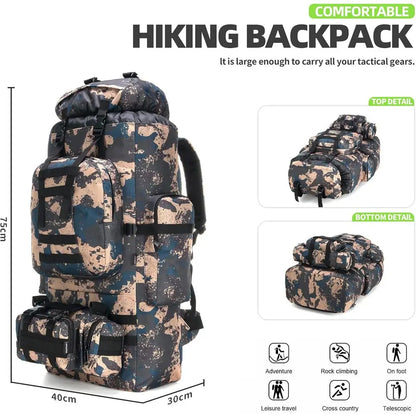 Military-Style 100L Hiking Backpack with Molle System for Camping and Day Adventures