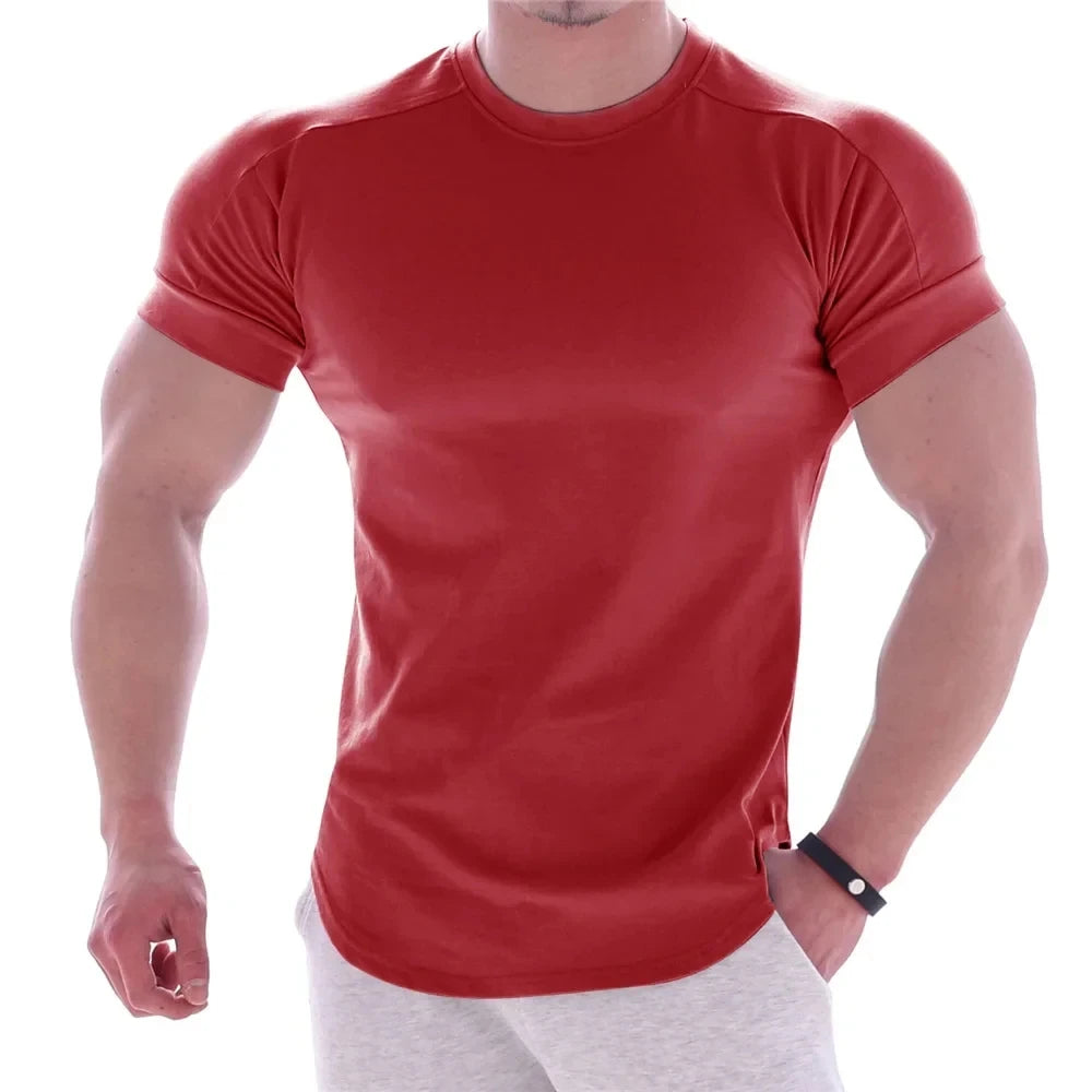 Quick-drying Tights Men's Sports T-shirt Summer Running Round Neck Basketball Training Clothes Stretch Short Sleeves T-shirt men