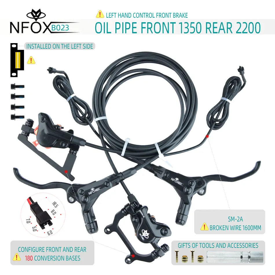 NFOX B023 Electric Bicycle Scooter Oil Disc Hydraulic Brake 160 Accessories 203 E bike 180 Power Off Right 140 GIFT Tool New