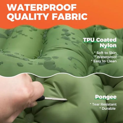 Sleeping Pad for Camping Ultralight Connectable Inflatable Sleeping Pad Camping Mattress with 6.3" Built-in Pillow and Foot Pum