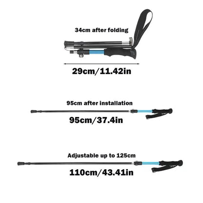 Hiking Poles Balance Support Folding Trekking Poles Backpacking Gear 5-Section Trekking Walking Sticks Compact Hiking Poles For