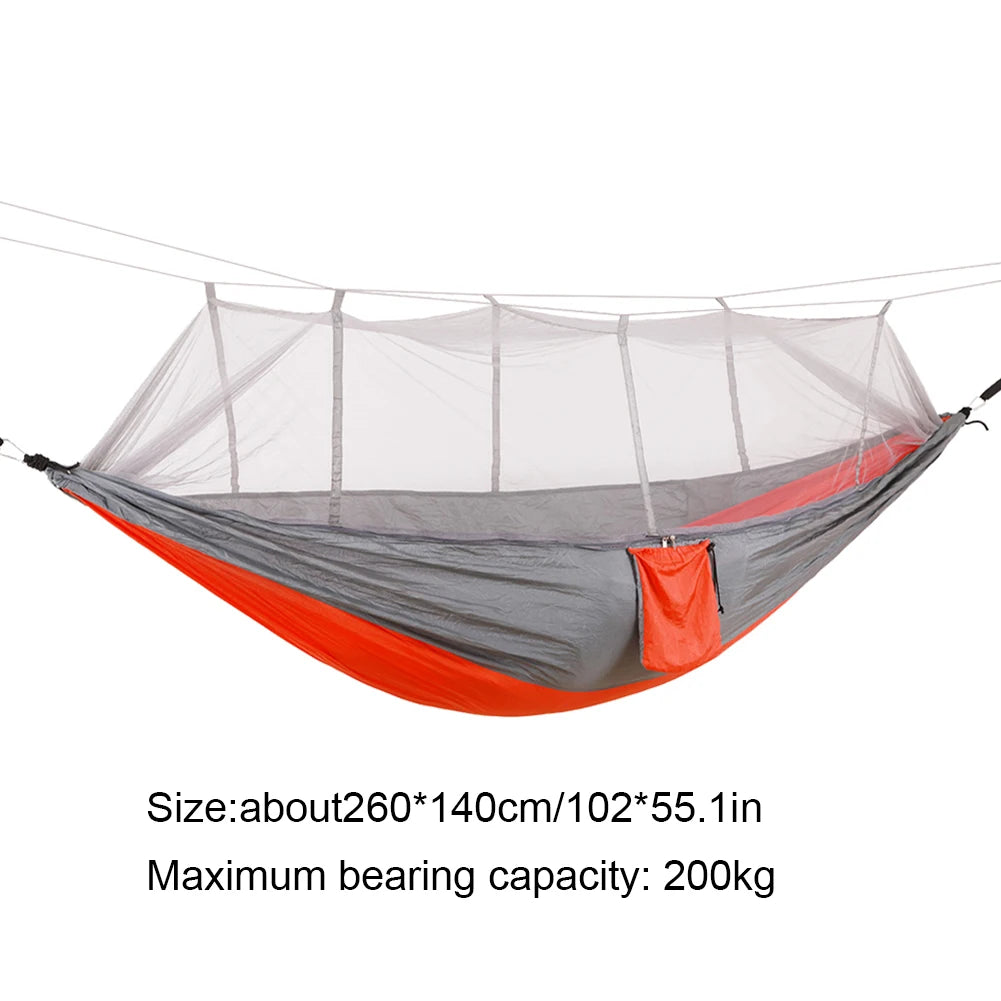 Professional Camping Hammock with Mosquito Net Lightweight Single Hammock Quick-Dry Nylon Swing Hanging Bed for Home Yard Garden