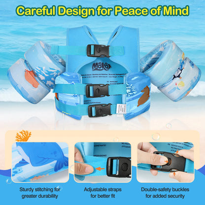 MoKo Toddler Swim Vest for Kids Swim Arm Floaties 30-60 lbs Boys and Girls Cartoon Swimming Water Wings Pool Float Vests Sleeves