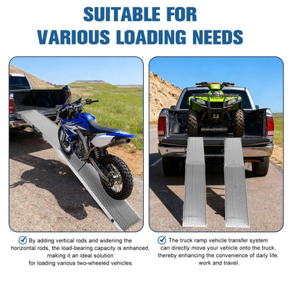 2Pcs 85inch Aluminum Folding Loading Ramps with Handle ATV Loading Ramps for Motorcycles Lawn Mowers UTVs and More