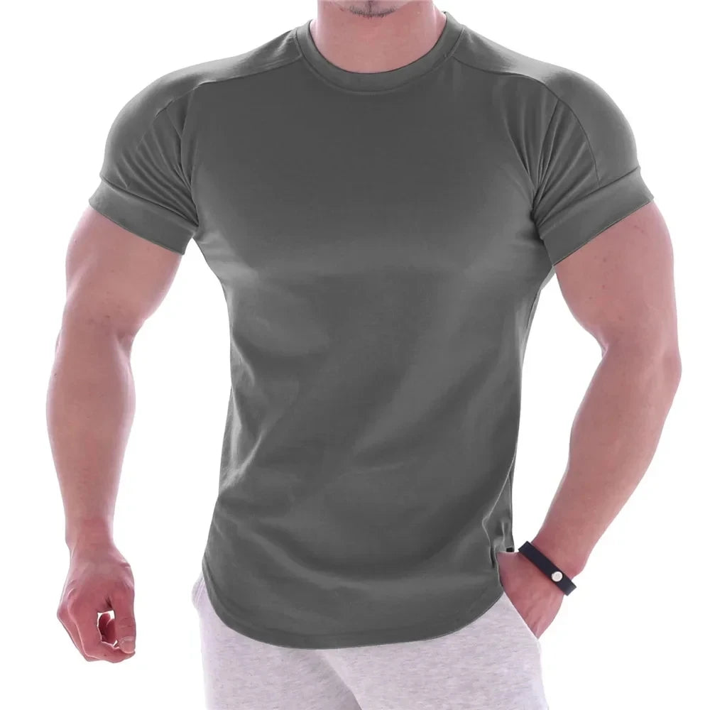 Quick-drying Tights Men's Sports T-shirt Summer Running Round Neck Basketball Training Clothes Stretch Short Sleeves T-shirt men