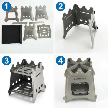 Titanium Folding Wood Stove Portable Ultralight Camping Firewood Stove for Outdoor Cooking Hiking Backpacking Picnic Survival