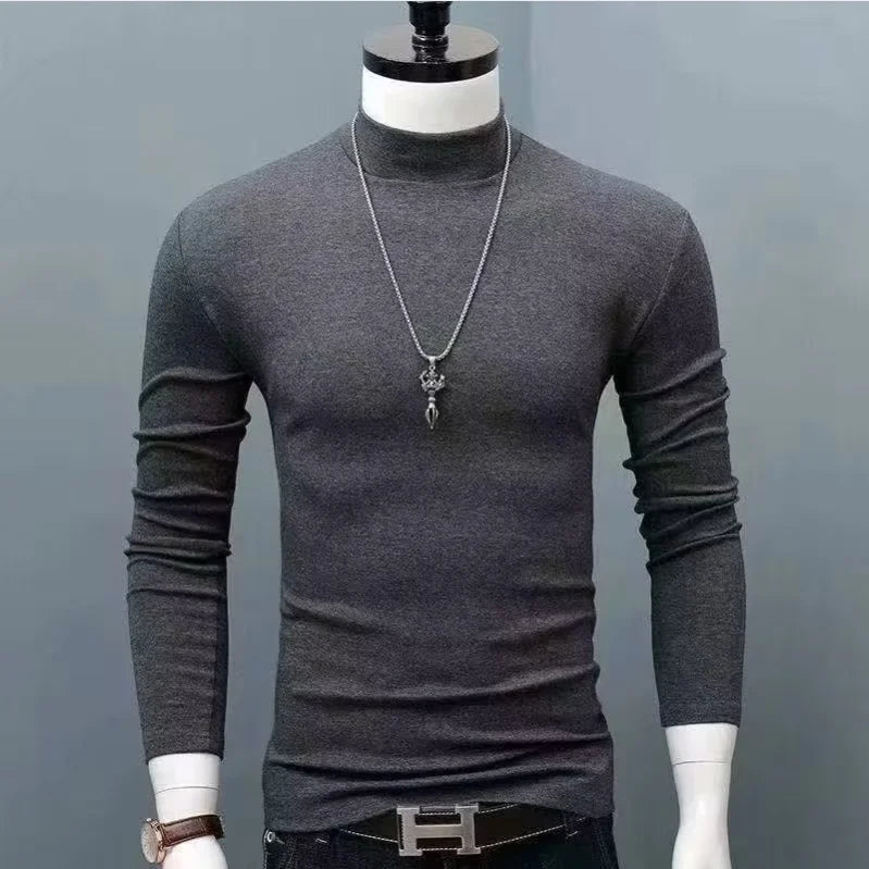 new Quick Drying High Collar Men's Blouses for Cool Stylish Shirts and Blouses Comfortable and Warm T-Shirts for Fall and Winter