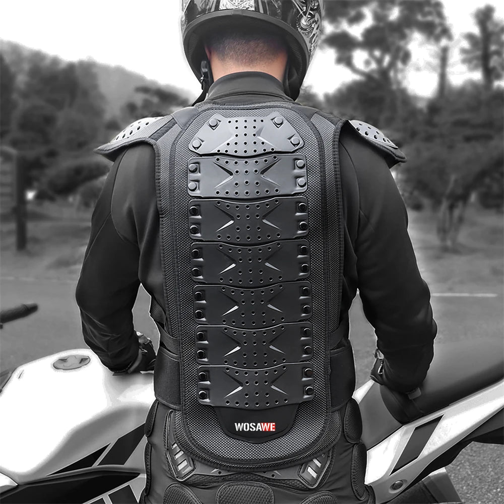 WOSAWE Men's Motocross Sports Chest Guard Motorcycle Vest Back Chest Protector Off-Road Dirt Bike Sports Gear Sleeveless Jacket