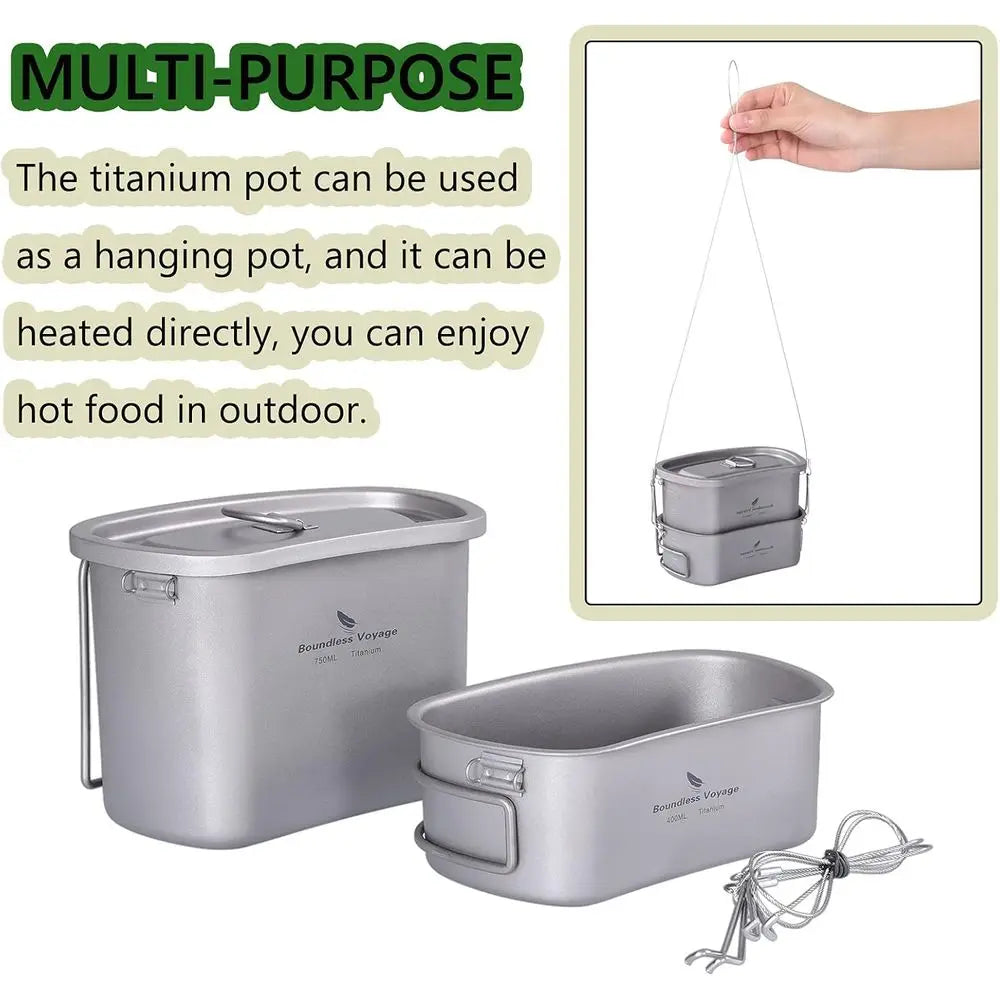 Ultralight Portable Titanium Canteen with Hanging Ring for Outdoor Hiking and Camping