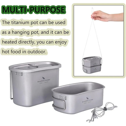 Ultralight Portable Titanium Canteen with Hanging Ring for Outdoor Hiking and Camping