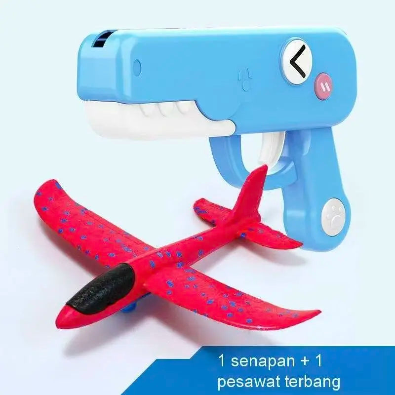 Outdoor Games Dumb  Dinosaur Ejection foam Aircraft Toy Gun One click Launch Three colors of indoor and outdoor aircraft Guns