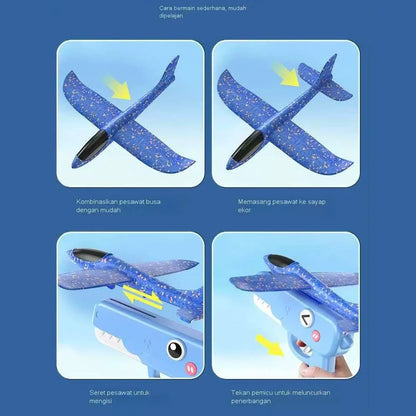 Outdoor Games Dumb  Dinosaur Ejection foam Aircraft Toy Gun One click Launch Three colors of indoor and outdoor aircraft Guns