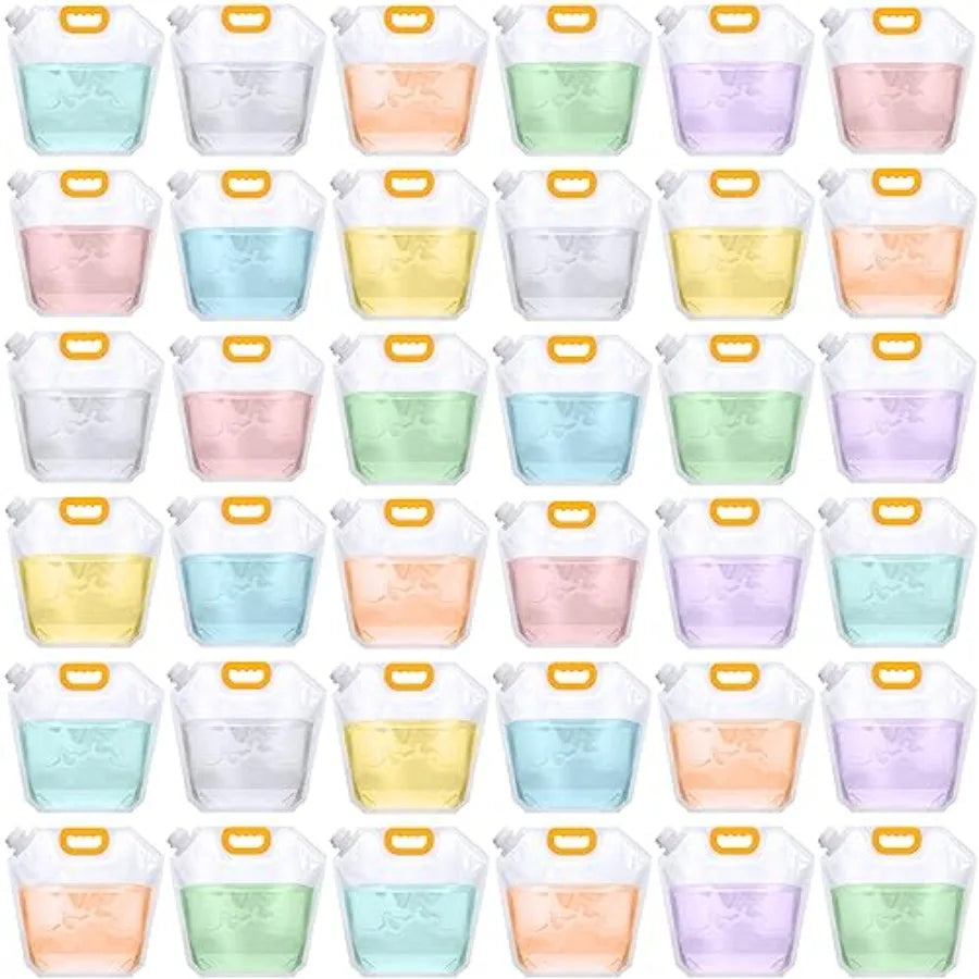 36 Pcs 1.3 Gallon Collapsible Clear Water Storage Bag Freezable Foldable Plastic Container for Outdoor Camping Emergency Use