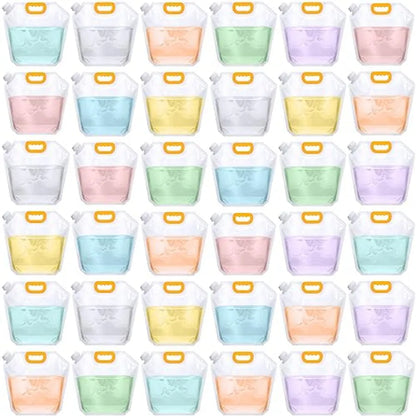 36 Pcs 1.3 Gallon Collapsible Clear Water Storage Bag Freezable Foldable Plastic Container for Outdoor Camping Emergency Use