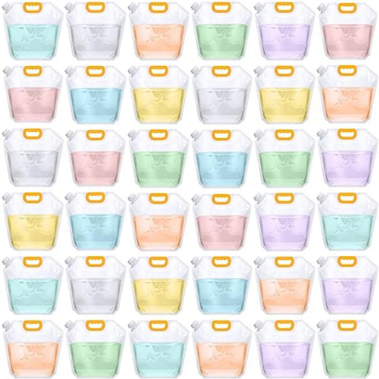 36 Pcs 1.3 Gallon Collapsible Clear Water Storage Bag Freezable Foldable Plastic Container for Outdoor Camping Emergency Use