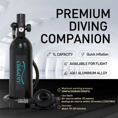 Scuba Mask with Air Tank System, 1L Mini Diving Tank Full Face Mask Kit lung