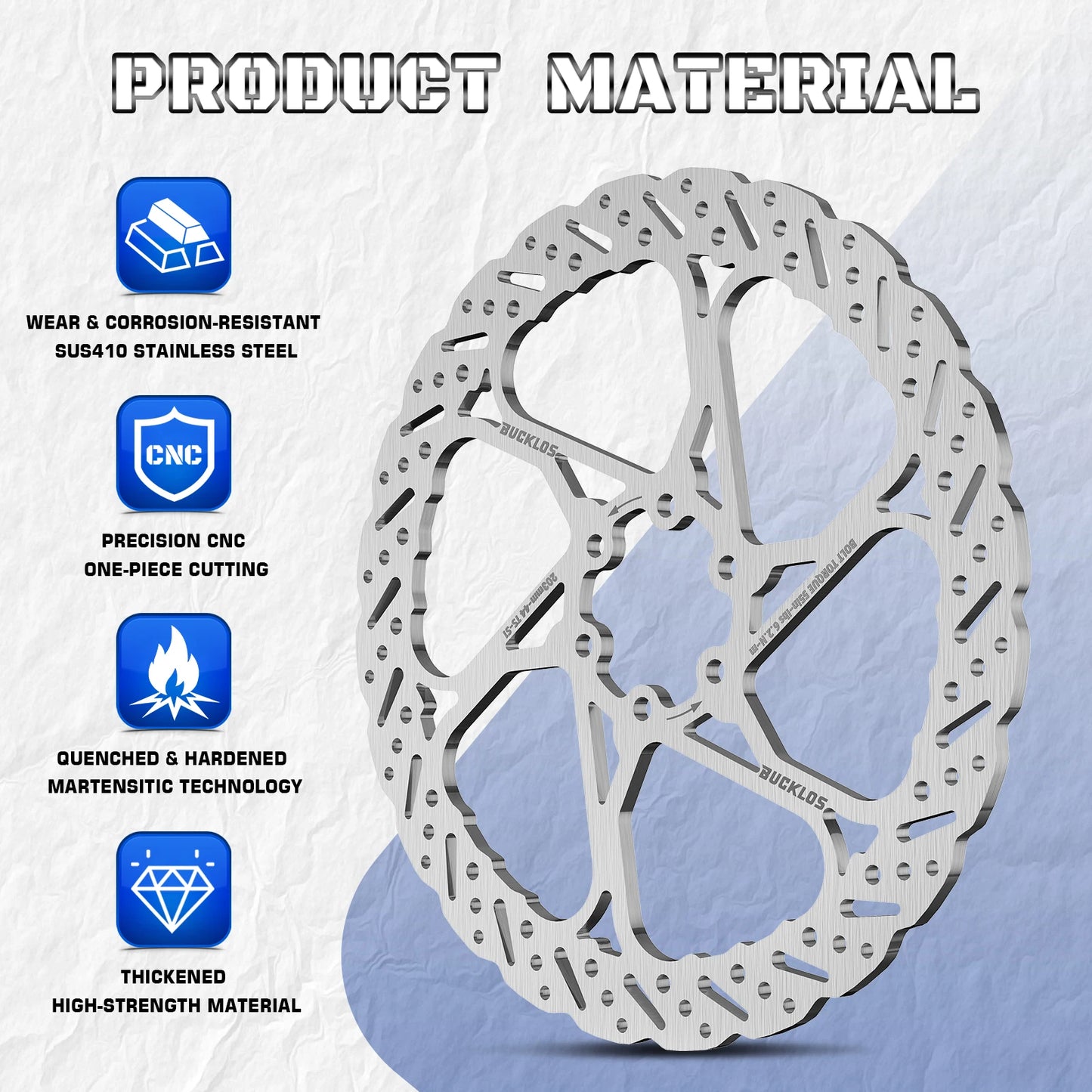 BUCKLOS Bike Disc Brake Rotor 140mm 160mm 180mm 203mm Bicycle Hydraulic Brakes Rotor Heat Dissipation Mtb Road Bike Rotors