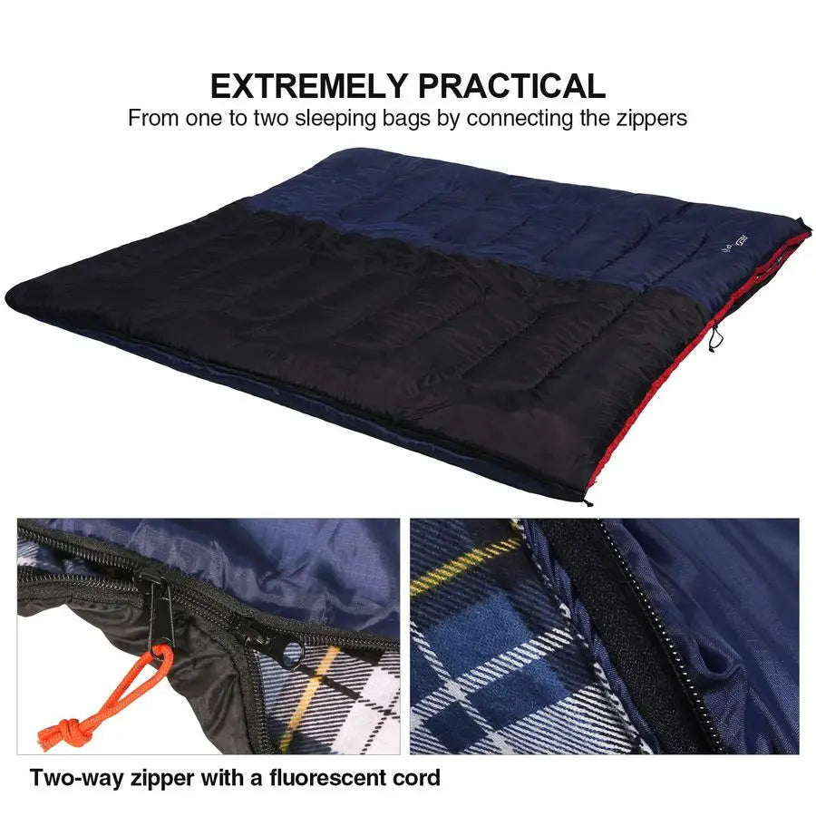 Cotton Flannel Sleeping Bag for Camping Backpacking, Adults Cold Weather Envelope Sleeping Bags with 2 3 4 6lbs Filling