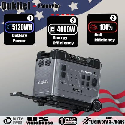 Portable Power Station 4000W 5120Wh Peak 8000w