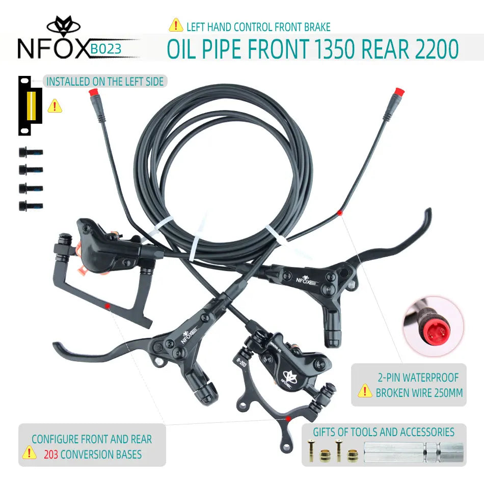 NFOX B023 Electric Bicycle Scooter Oil Disc Hydraulic Brake 160 Accessories 203 E bike 180 Power Off Right 140 GIFT Tool New