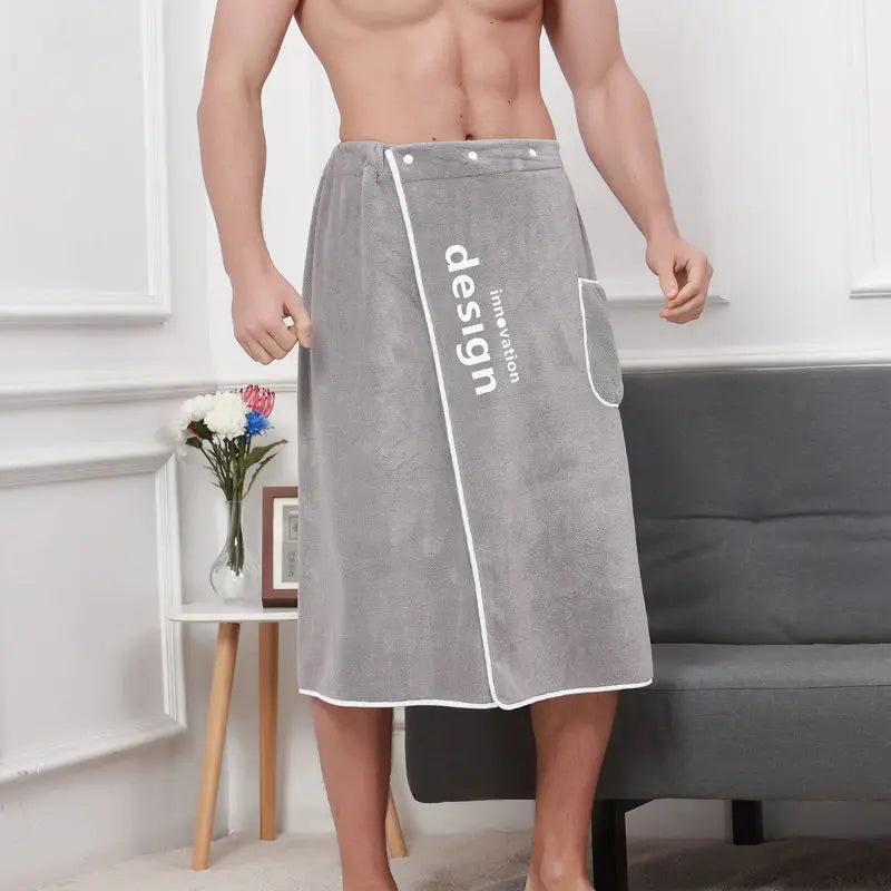 1PC Men's Bathrobe Quick Drying Towel Wearable Blanket Microfiber Swim Towel Robe One Size Soft Towel