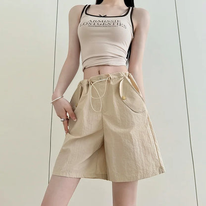 2026 Quick-drying Tooling Shorts for Women's Outer Wear Summer  Sports and Leisure Five-point Medium Pants