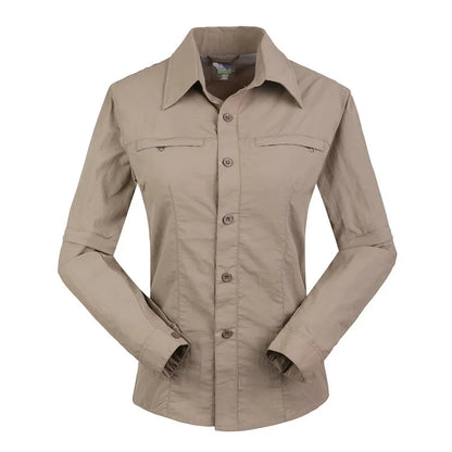 Women Quick Dry Outdoor Shirt Removable Hiking Camping Shirt Pants Summer Breathable Hunting&Climbing Shirt Trousers